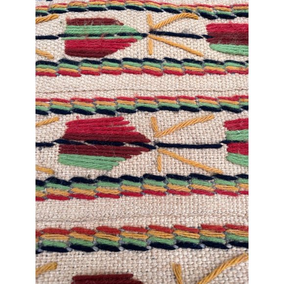 Vintage 1970s Burlap wool Embroidery Tote Bag  Boho Hippy - Picture 4 of 16